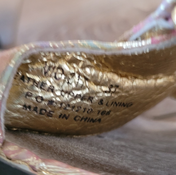 Alegria Slide Sandals with Tropical Gold Print Size 37 - Picture 5 of 7